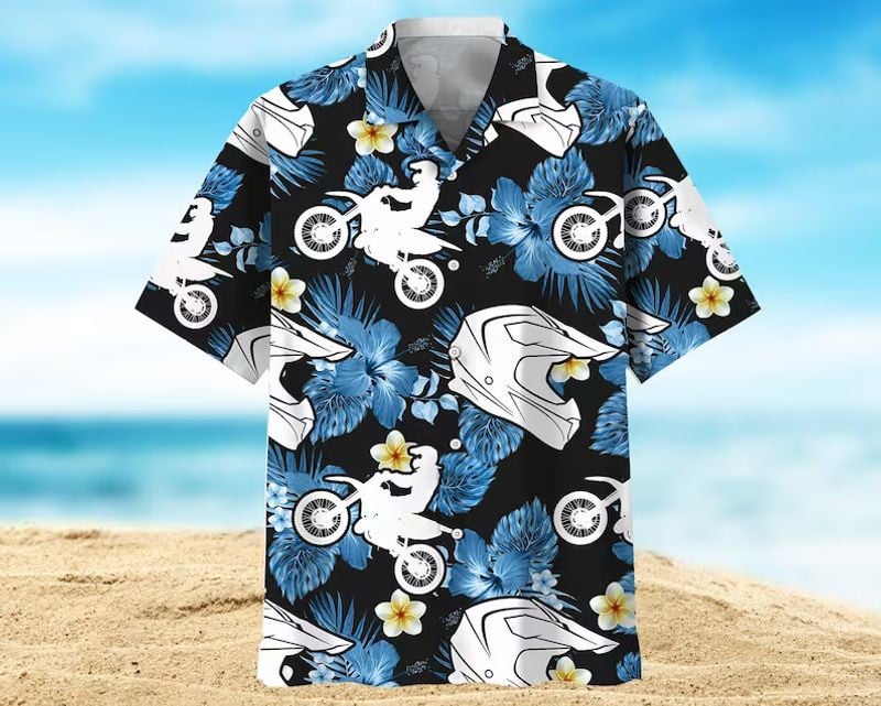 Bikergod Motorcycle Dirt Bike Helmet Floral Hawaii Shirt Design 3D Full Printed Sizes S - 5XL NABI351