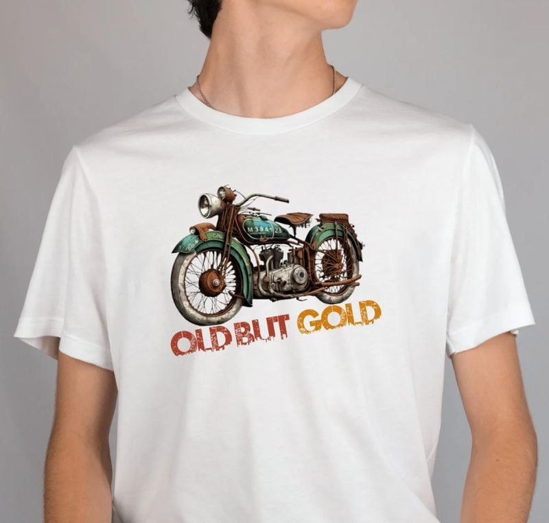 Bikergod Motorcycle Classic Vintage Motorbike, Old But Gold T-shirt, Crew-neck Sweatshirt, Hoodie, Tank Top, V-neck T-shirt Design 2D Full Printed Sizes S - 5XL - NABK177
