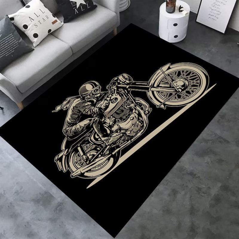 Bikergod Motorcycle Biker Retro Vintage Rug Home Floor Decor NABU225
