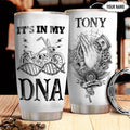 Bikergod Motorcycle Christian Biker It's In My DNA Custom Name Steelers Stainless Steel 20 Oz Tumbler- NABL315