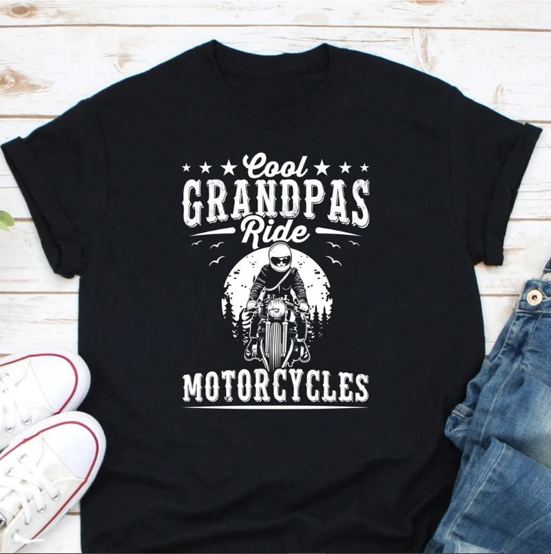 Bikergod Motorcycle Cool Grandpas Ride Motorcycles T-shirt, Crew-neck Sweatshirt, Hoodie, Tank Top, V-neck T-shirt Design 2D Full Printed Sizes S - 5XL - NABK190