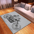 Bikergod Motorcycle Skeleton Riding Motorcycle Rug Home Floor Decor NABU216