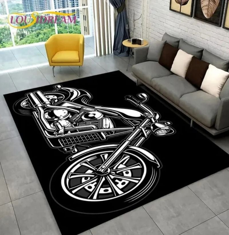 Bikergod Motorcycle Vintage Retro Rug Home Floor Decor NABU231