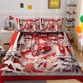 Bikergod Motorcycle Santa Claus Riding A Motorcycle Christmas Bedding Set Cover Design 3D - NABT391