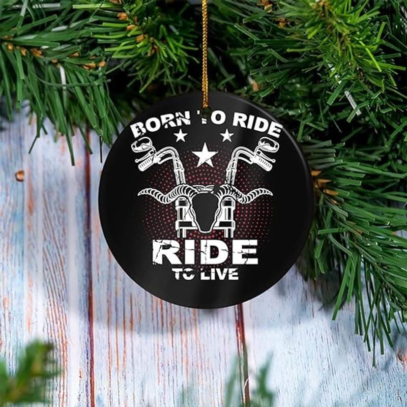 Bikergod Motorcycle Born to Ride Ride to Live Ceramic Round Ornament NABW317