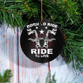 Bikergod Motorcycle Born to Ride Ride to Live Ceramic Round Ornament NABW317