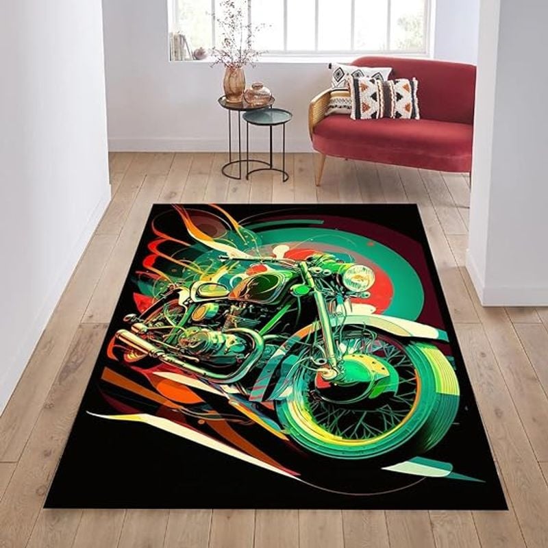 Bikergod Motorcycle Colorful Rug Home Floor Decor NABU215