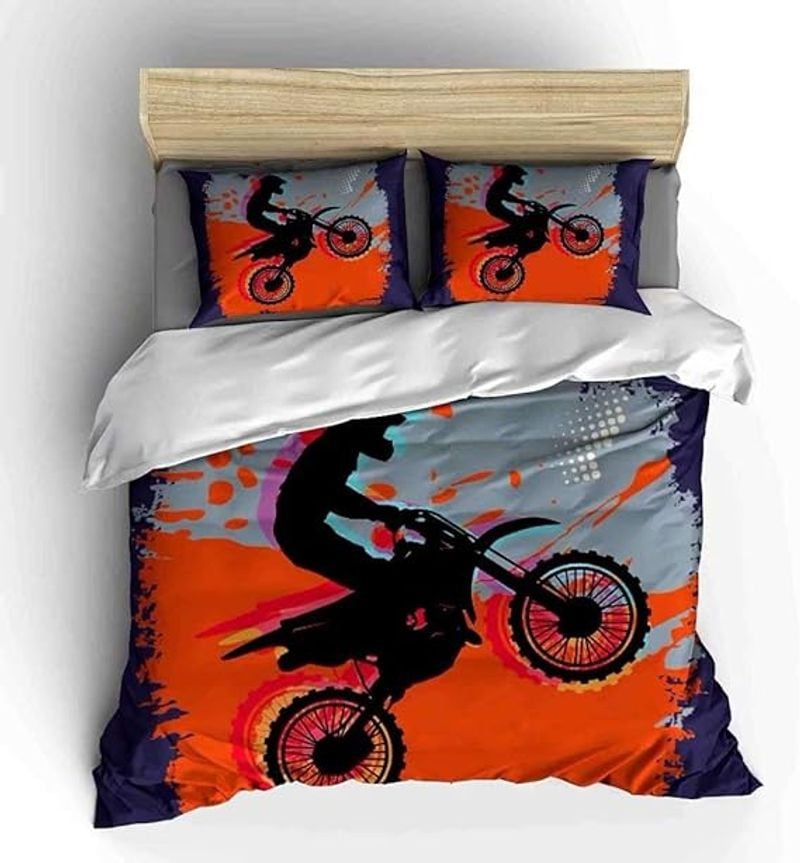 Bikergod Motorcycle Motocross Dirt Bike Bedding Set Cover Design 3D - NABY239
