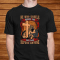 Bikergod Motorcycle Christian Biker Cross Kneel God Mototrcycle Prayer T-shirt, Crew-neck Sweatshirt, Hoodie, Tank Top, V-neck T-shirt Design 2D Full Printed Sizes S - 5XL - NABY214