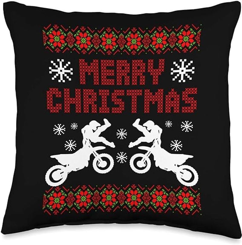 Bikergod Motorcycles Xmas Biker Motocross Merry Christmas Pillow Case Design 3D Full Printed NABE272