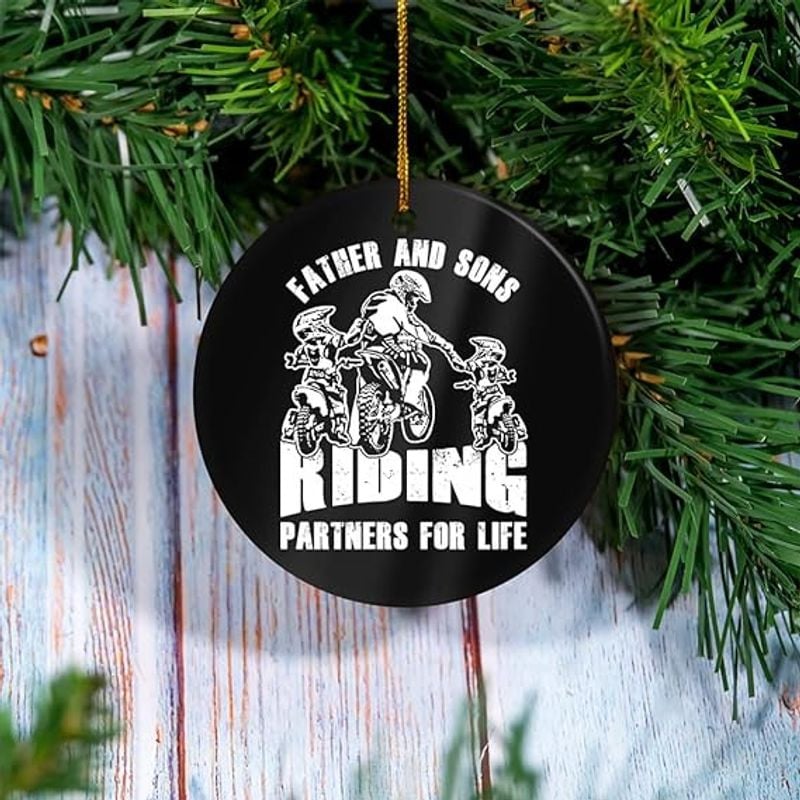 Bikergod Motorcycle Father And Sons Riding Partners For Life Ceramics Round Ornament NABW311