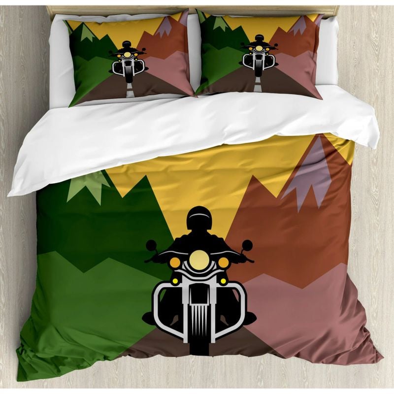 Bikergod Motorcycle Motocross Rider Adventure in the Mountains Bedding Set Cover Design 3D - NABT359