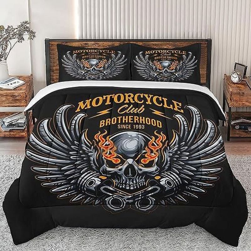Bikergod Motorcycle Club Brotherhood Bedding Set Cover Design 3D - NABT333