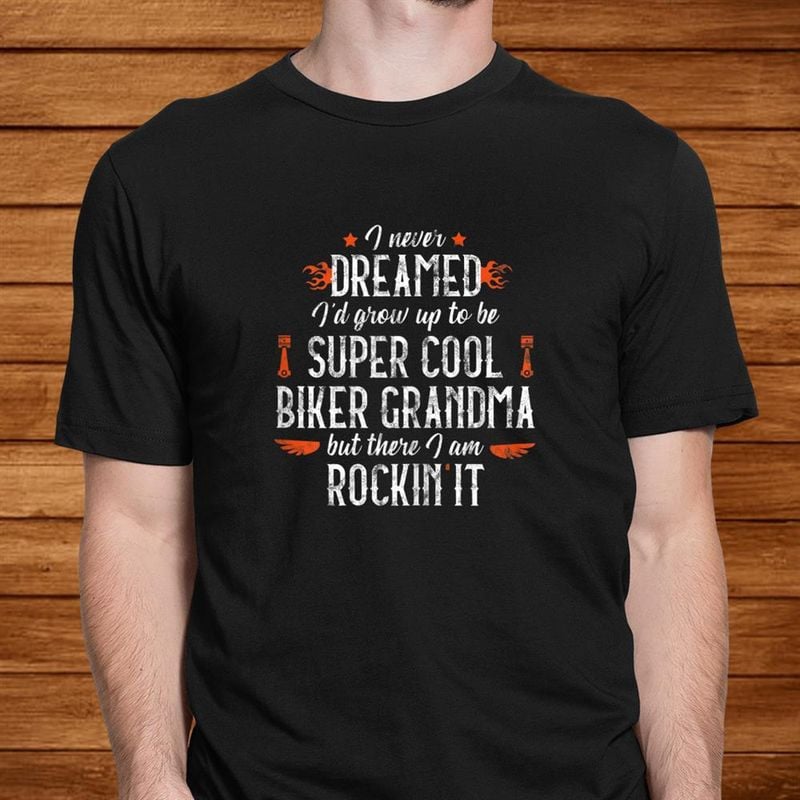 Bikergod Motorcycle Super Cool Biker Grandma T-shirt, Crew-neck Sweatshirt, Hoodie, Tank Top, V-neck T-shirt Design 2D Full Printed Sizes S - 5XL - NABY221