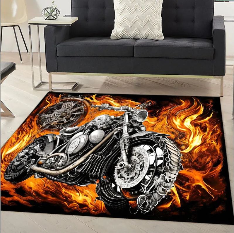 Bikergod Motorcycle Vintage Retro Rug Home Floor Decor NABU233