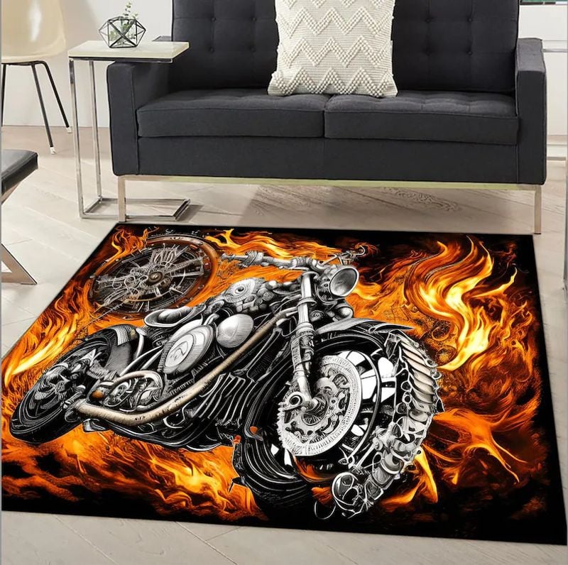 Bikergod Motorcycle Vintage Retro Rug Home Floor Decor NABU233