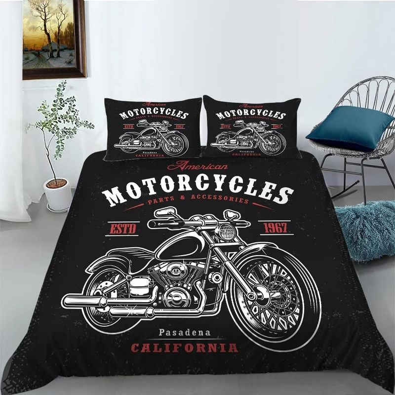 Bikergod Motorcycle American Motorcycle Bedding Set Cover Design 3D - NABT395