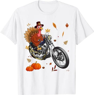 Bikergod Motorcycle Turkey Riding Motorcycle Thanksgiving T-shirt, Crew-neck Sweatshirt, Hoodie, Tank Top, V-neck T-shirt Design 2D Full Printed Sizes S - 5XL - NABE238