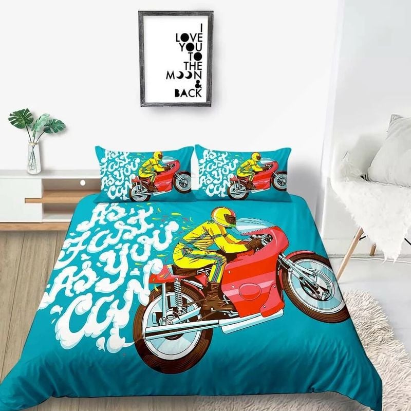 Bikergod Motorcycle As Fast As You Can Bedding Set Cover Design 3D - NABT407