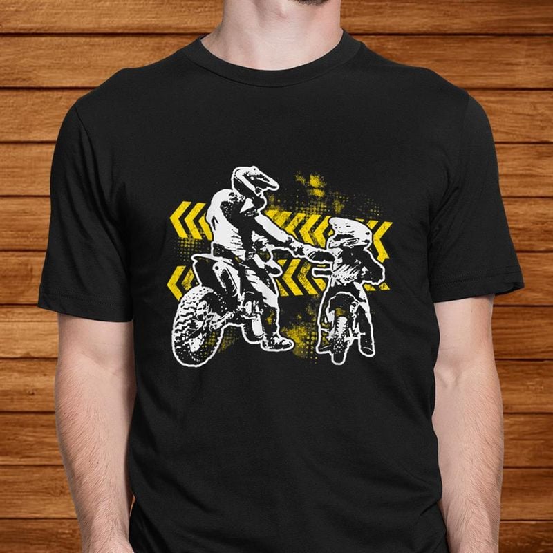 Bikergod Motorcycle Dad And Son Dirt Bike Rider Motocross T-shirt, Crew-neck Sweatshirt, Hoodie, Tank Top, V-neck T-shirt Design 2D Full Printed Sizes S - 5XL - NABY211