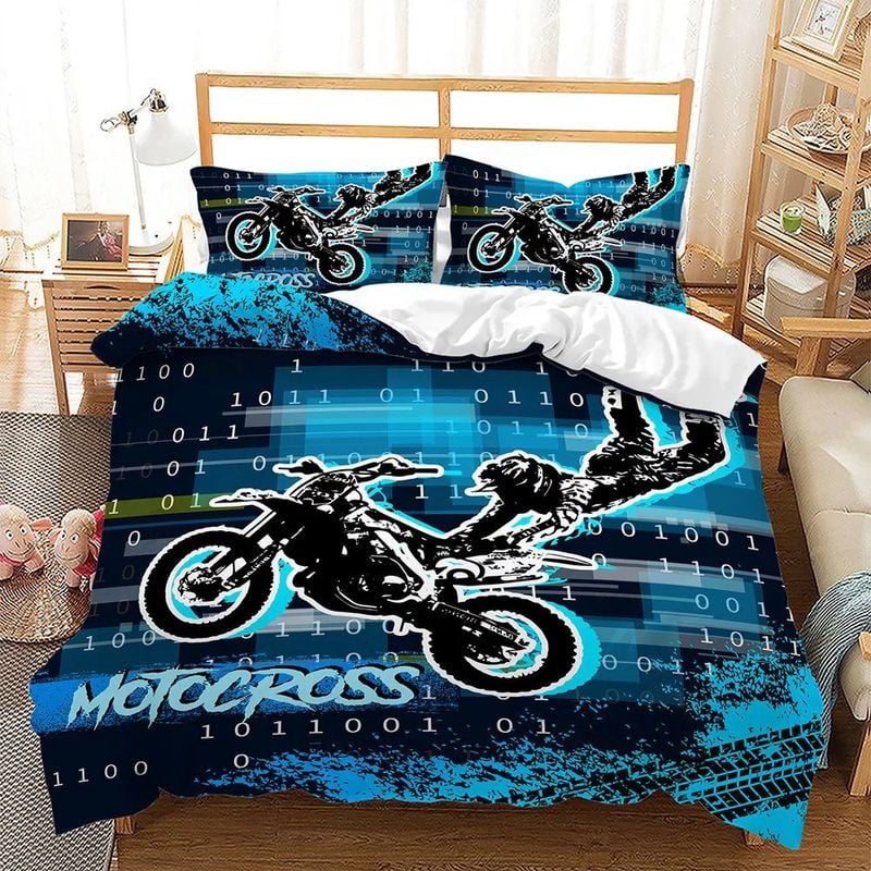 Bikergod Motorcycle Motocross Bedding Set Cover Design 3D - NABT344
