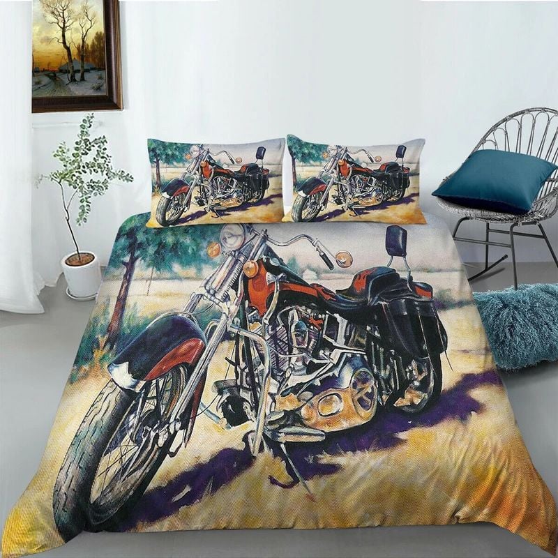 Bikergod Motorcycle Vintage Motorcycle Bedding Set Cover Design 3D - NABT375