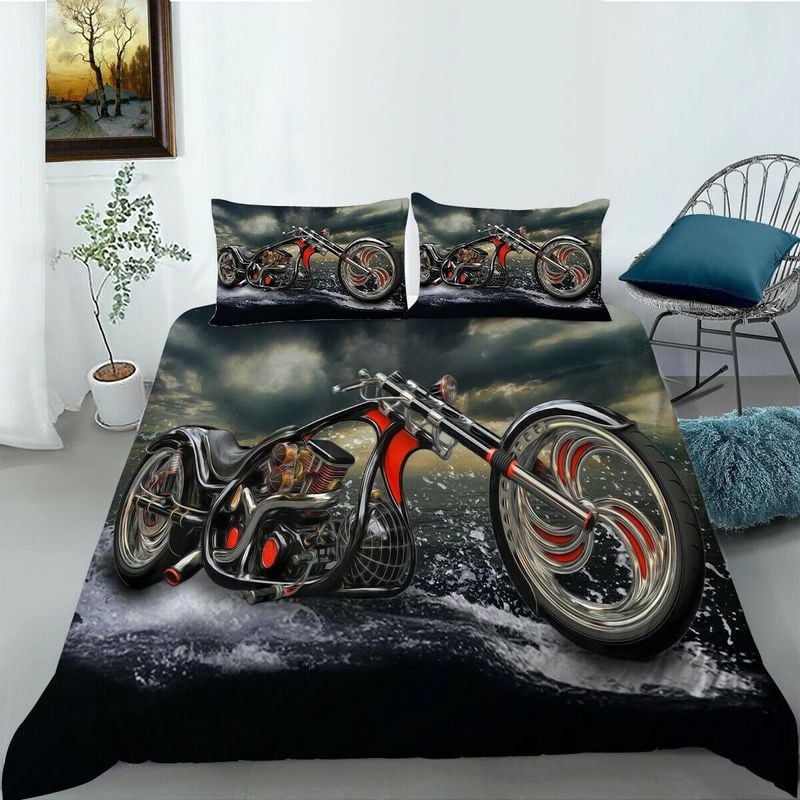 Bikergod Motorcycle Bedding Set Cover Design 3D - NABT403