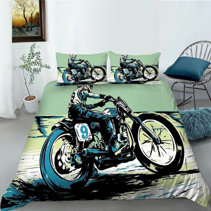 Bikergod Motorcycle Biker Bedding Set Cover Design 3D - NABT366