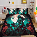 Bikergod Motorcycle Floral Motorcycle Skull Girl Bedding Set Cover Design 3D - NABT409