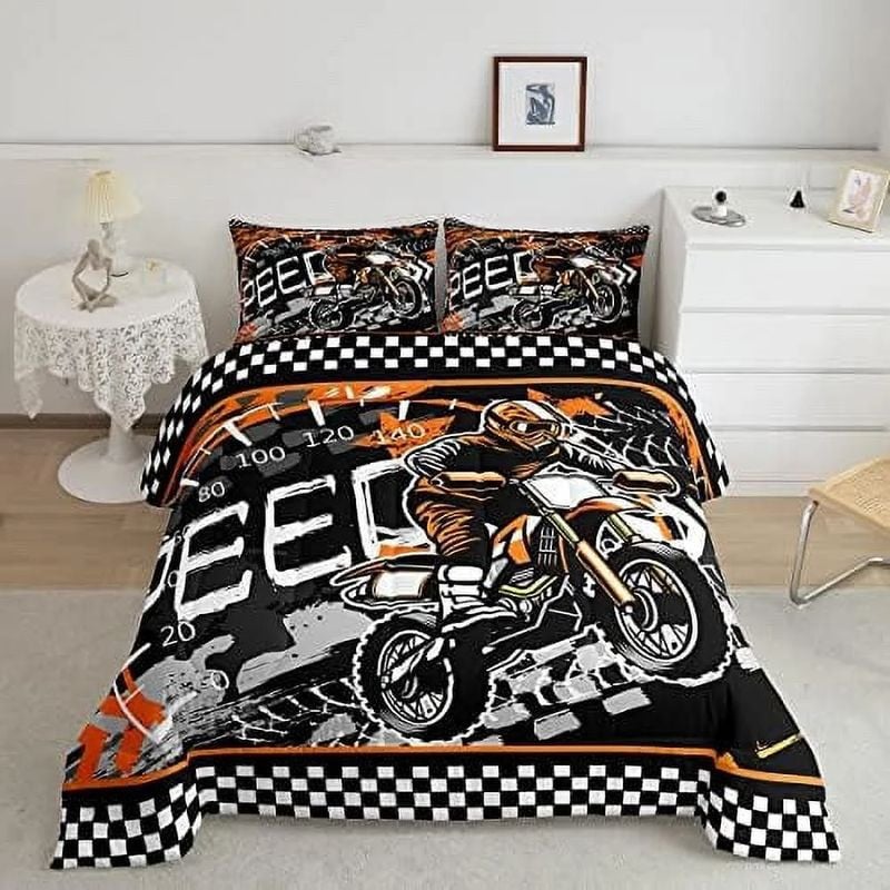 Bikergod Motorcycle Speed Motocross Racing Bedding Set Cover Design 3D - NABT338