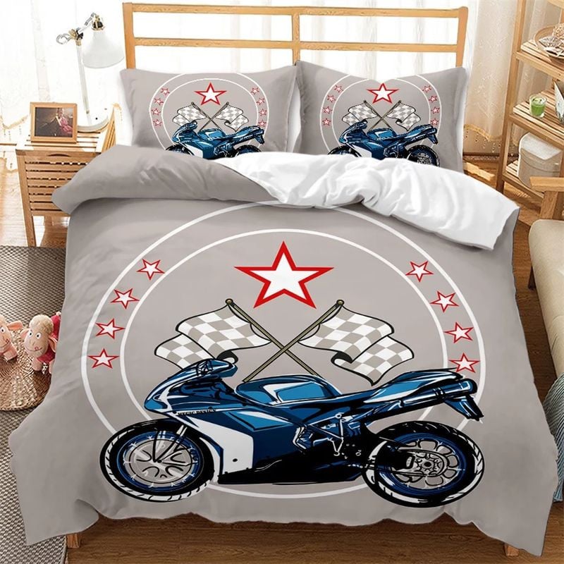 Bikergod Motorcycle Motocross Racing Bedding Set Cover Design 3D - NABT348