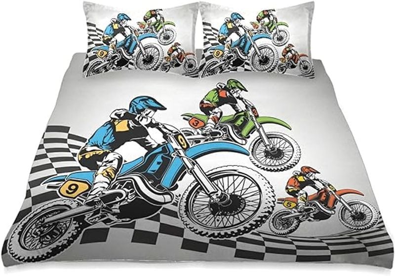 Bikergod Motorcycle Racers Riding Motocross Bedding Set Cover Design 3D - NABY244