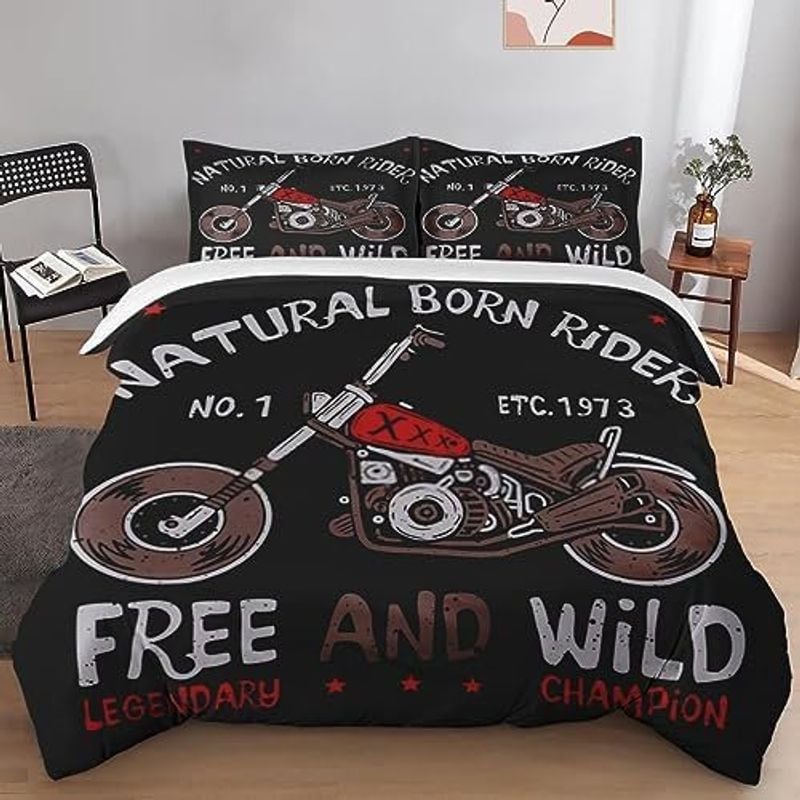 Bikergod Motorcycle Natural Born Riders Bedding Set Cover Design 3D - NABT334