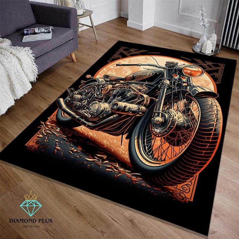 Bikergod Motorcycle Vintage Retro Rug Home Floor Decor NABU232