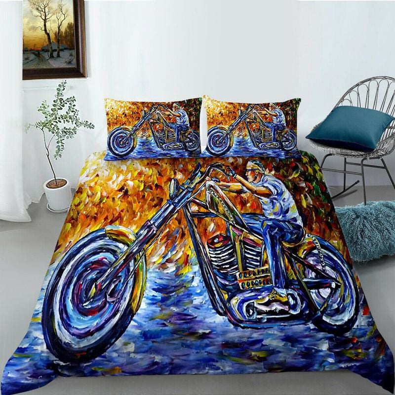 Bikergod Motorcycle Bedding Set Cover Design 3D - NABT396
