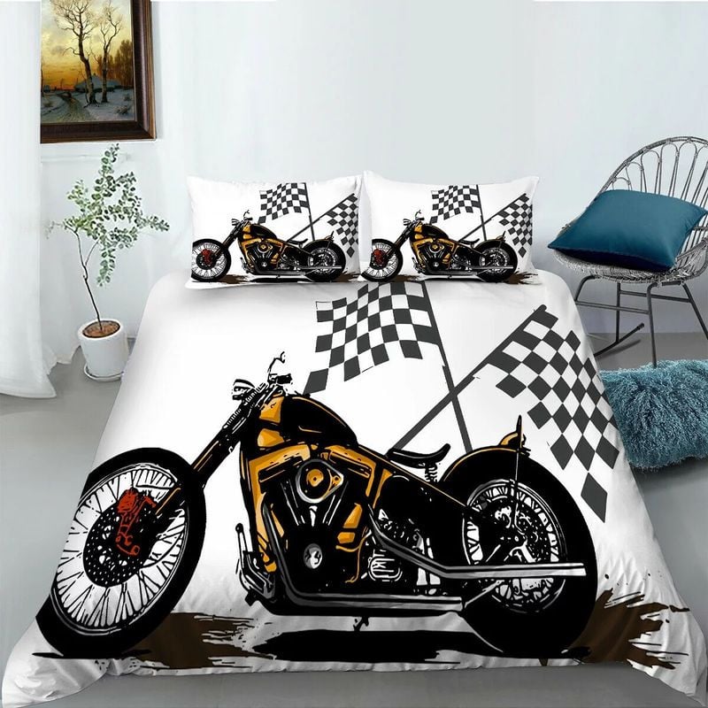 Bikergod Motorcycle Racing Bedding Set Cover Design 3D - NABT370
