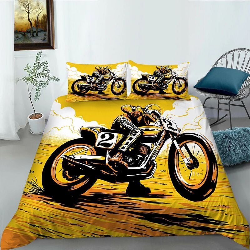 Bikergod Motorcycle Motocross Rider Bedding Set Cover Design 3D - NABT374