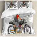 Bikergod Motorcycle Bulldog with Tattoos on a Bike Bedding Set Cover Design 3D - NABT369
