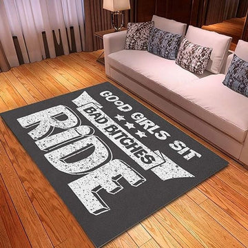 Bikergod Motorcycle Bad Bitches Ride Rug Home Floor Decor NABU221