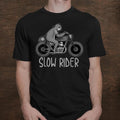 Bikergod Motorcycle Sloth On Motorcycle Slow Rider T-shirt, Crew-neck Sweatshirt, Hoodie, Tank Top, V-neck T-shirt Design 2D Full Printed Sizes S - 5XL - NABR305