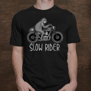 Bikergod Motorcycle Sloth On Motorcycle Slow Rider T-shirt, Crew-neck Sweatshirt, Hoodie, Tank Top, V-neck T-shirt Design 2D Full Printed Sizes S - 5XL - NABR305