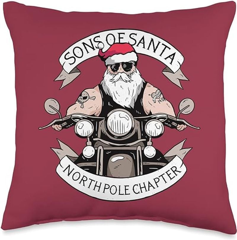Bikergod Motorcycles SONS of Santa North Pole Chapter Christmas Pillow Case Design 3D Full Printed NABE269