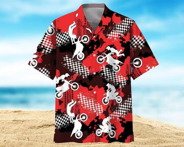 Bikergod Motorcycle Red Motocross Hawaii Shirt Design 3D Full Printed Sizes S - 5XL NABI339