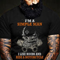 Bikergod Motorcycle I'm A Simple Man I Like Boobs And Ride A Motorcycle T-shirt, Crew-neck Sweatshirt, Hoodie, Tank Top, V-neck T-shirt Design 2D Full Printed Sizes S - 5XL - NABU287