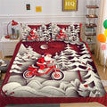Bikergod Motorcycle Santa Claus Riding A Motorcycle Christmas Bedding Set Cover Design 3D - NABT381