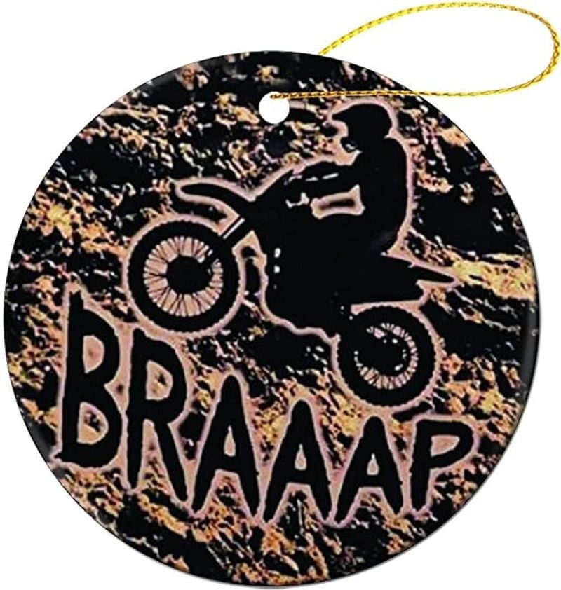 Bikergod Motorcycle Dirt Bike Motocross Ceramics Round Ornament NABW304