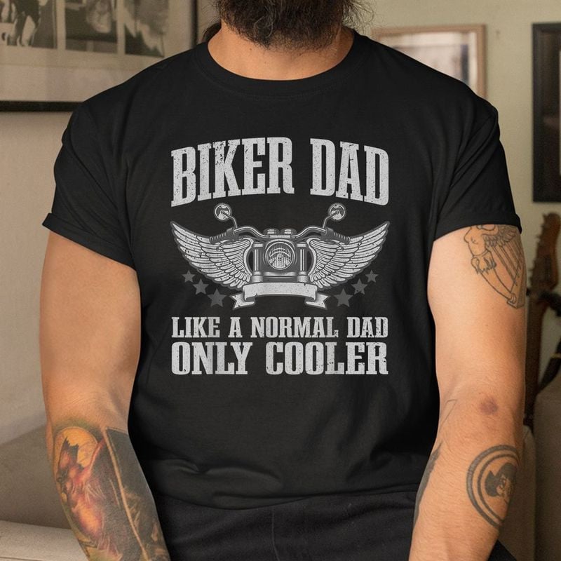 Bikergod Motorcycle Biker Dad T-shirt, Crew-neck Sweatshirt, Hoodie, Tank Top, V-neck T-shirt Design 2D Full Printed Sizes S - 5XL - NABR290