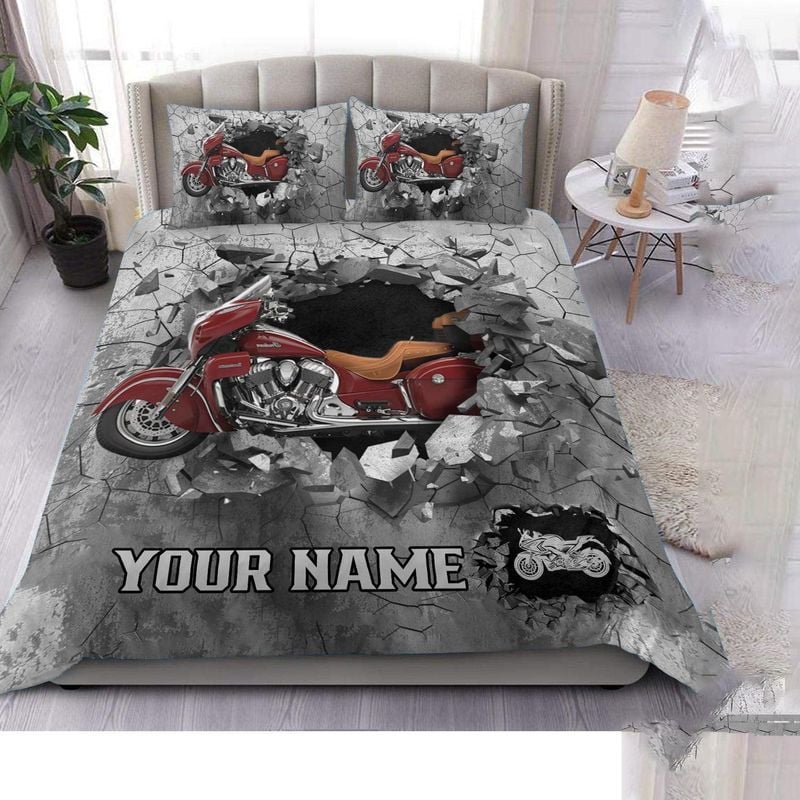Bikergod Motorcycle Custom Name Bedding Set Cover Design 3D - NABJ153