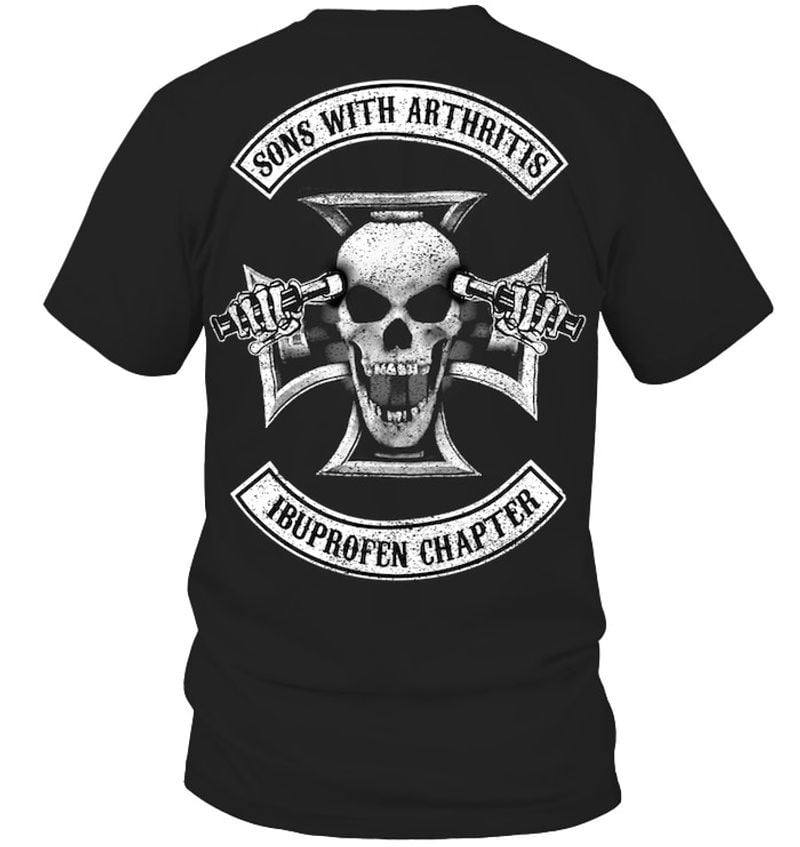Bikergod Motorcycle SONS WITH ARTHRITIS IBUPROFEN CHAPTER T-shirt, Crew-neck Sweatshirt, Hoodie, Tank Top, V-neck T-shirt Design 2D Full Printed Sizes S - 5XL - NABD233