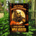 Bikergod Motorcycle On A Dark Desert Highway Halloween Garden Flag NABE232
